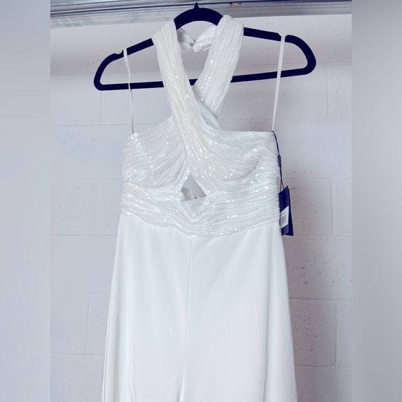 Mac Duggal 11666 Sequined Cross Neck Halter Jumpsuit - Picture 6 of 11